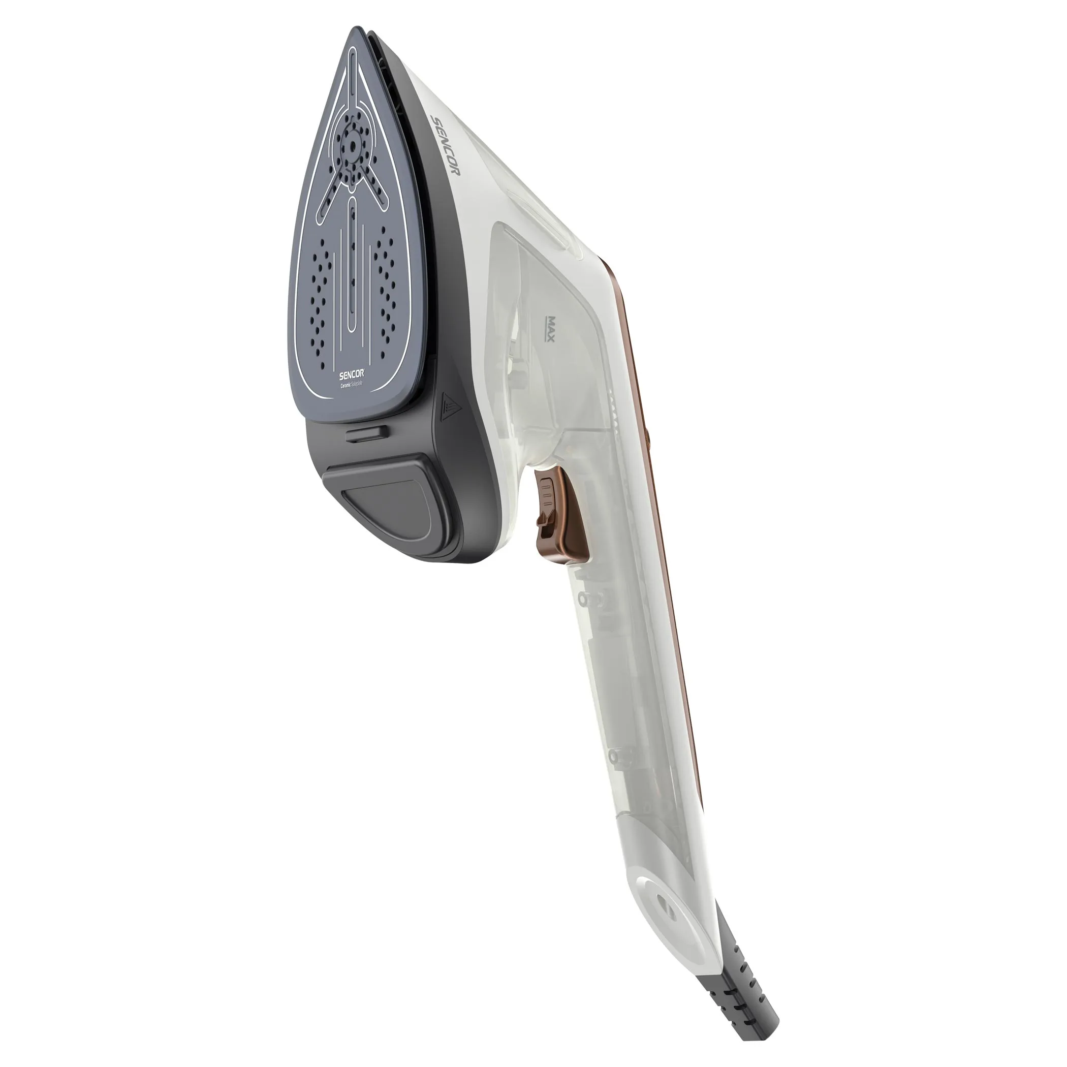 Відпарювач Sencor компактний, 1800Вт, 180мл, постійна пара - 25гр, керамічна підошва, біло-коричневи