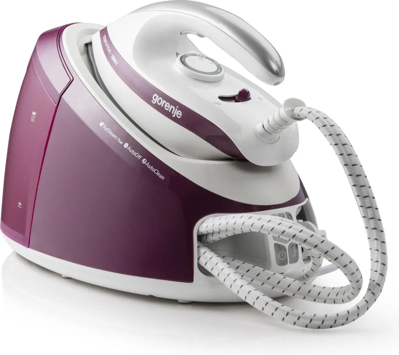 Праска-парогенератор Gorenje, 2800Вт, 1700мл, паровий удар -140гр, мех,упр, керамічна підошва, бордо