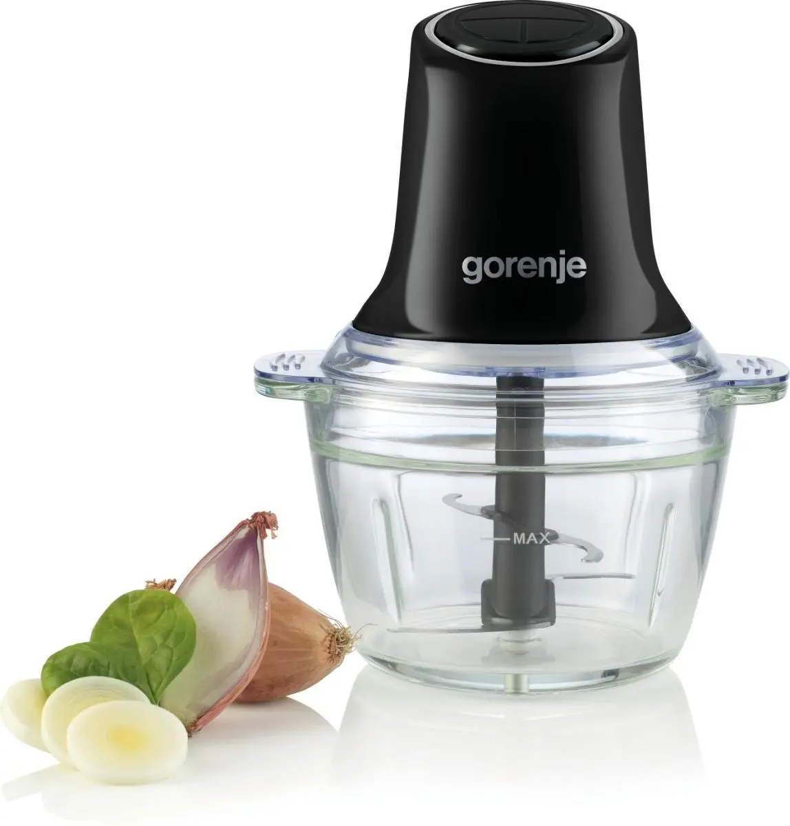 Подрібнювач Gorenje, 500Вт, чаша-1000мл, скло, чорний - 2