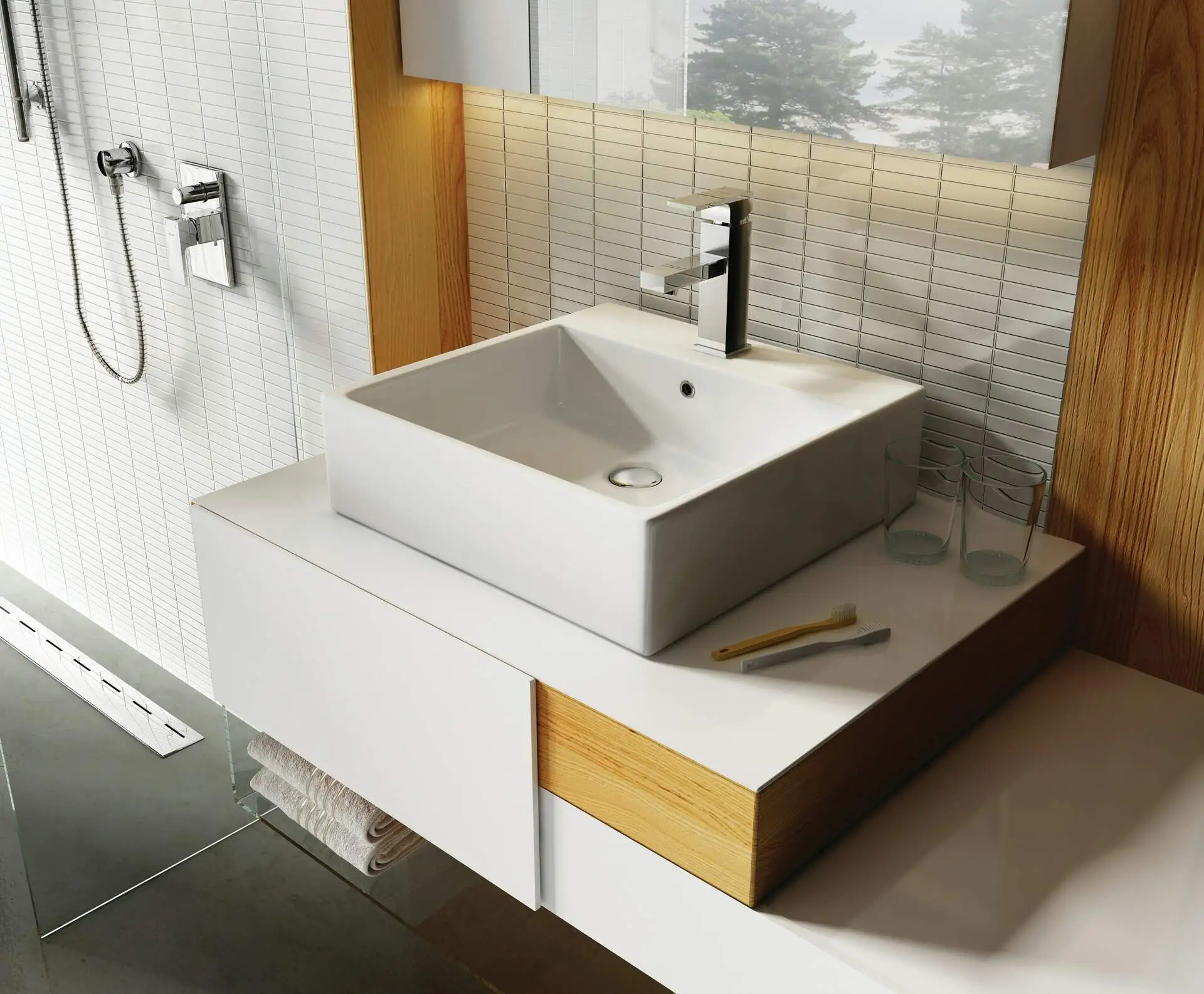 Раковина Deante Temisto кераміка, квадрат, без крила, 500х500х170мм, чаша - 1, накладна, білий - 2