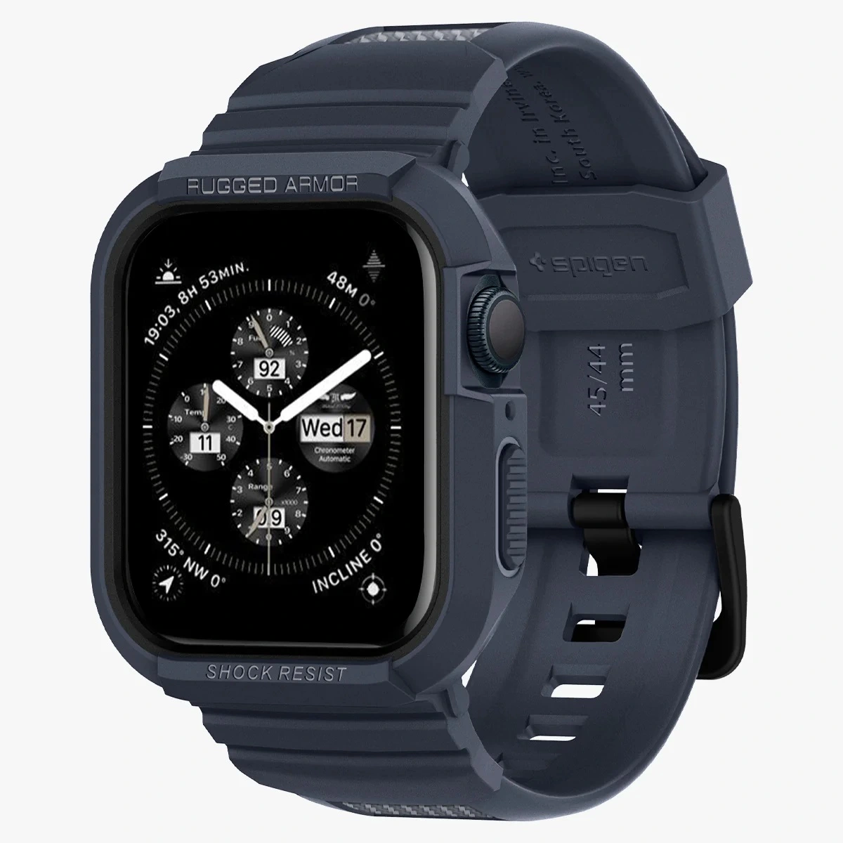 Чохол та ремінець 2в1 Spigen для Apple Watch 45-44mm, Rugged Armor Pro, Charcoal Gray - 2