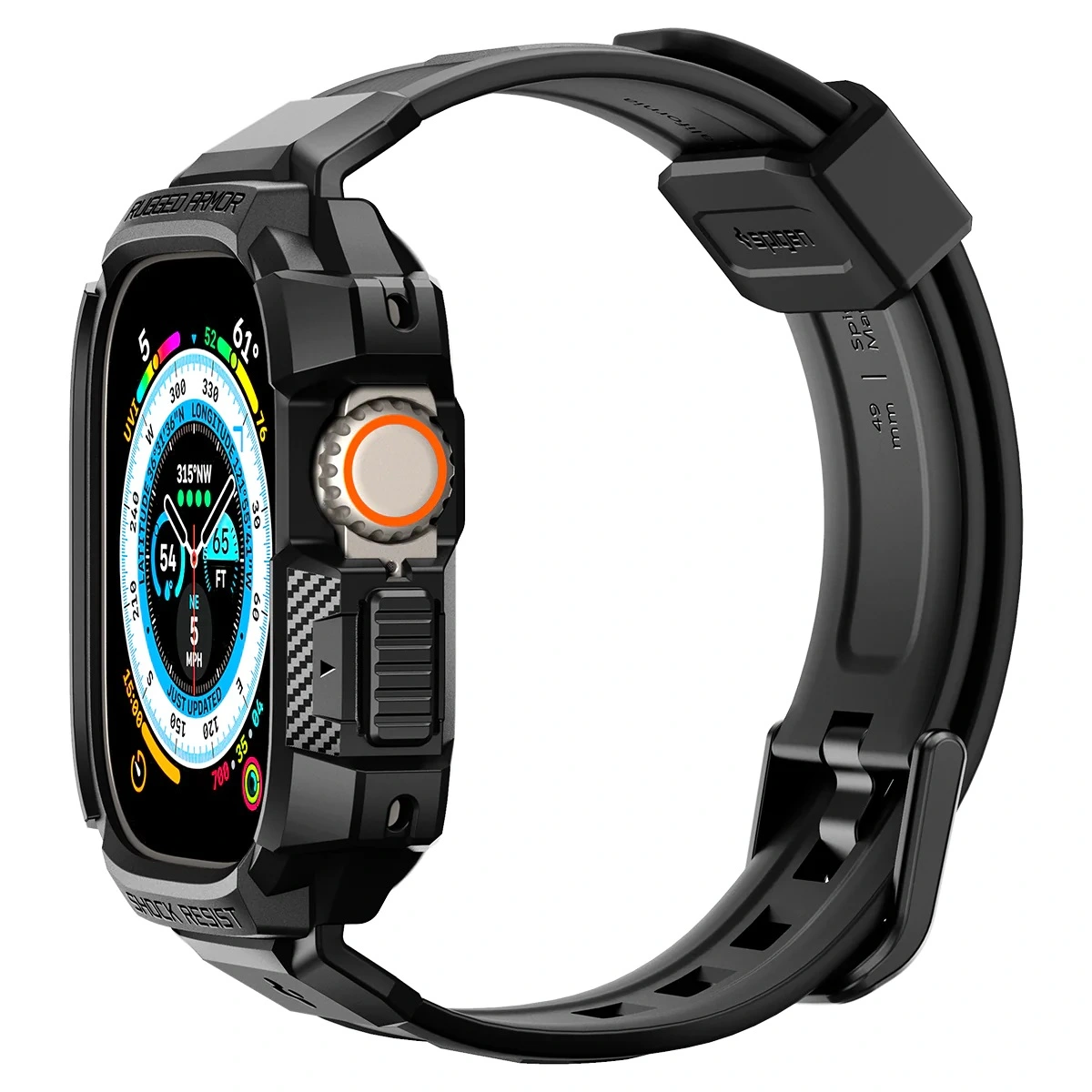 Чохол та ремінець 2в1 Spigen для Apple Watch Ultra 49mm, Rugged Armor Pro, Black - 2