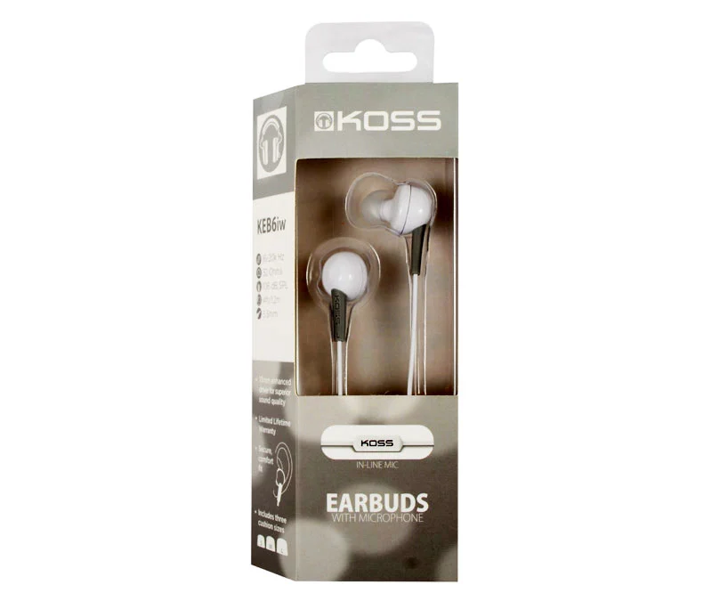 Навушники In-Ear Koss KEB6iW, 3,5 mini-jack, Mic, Білий - 2