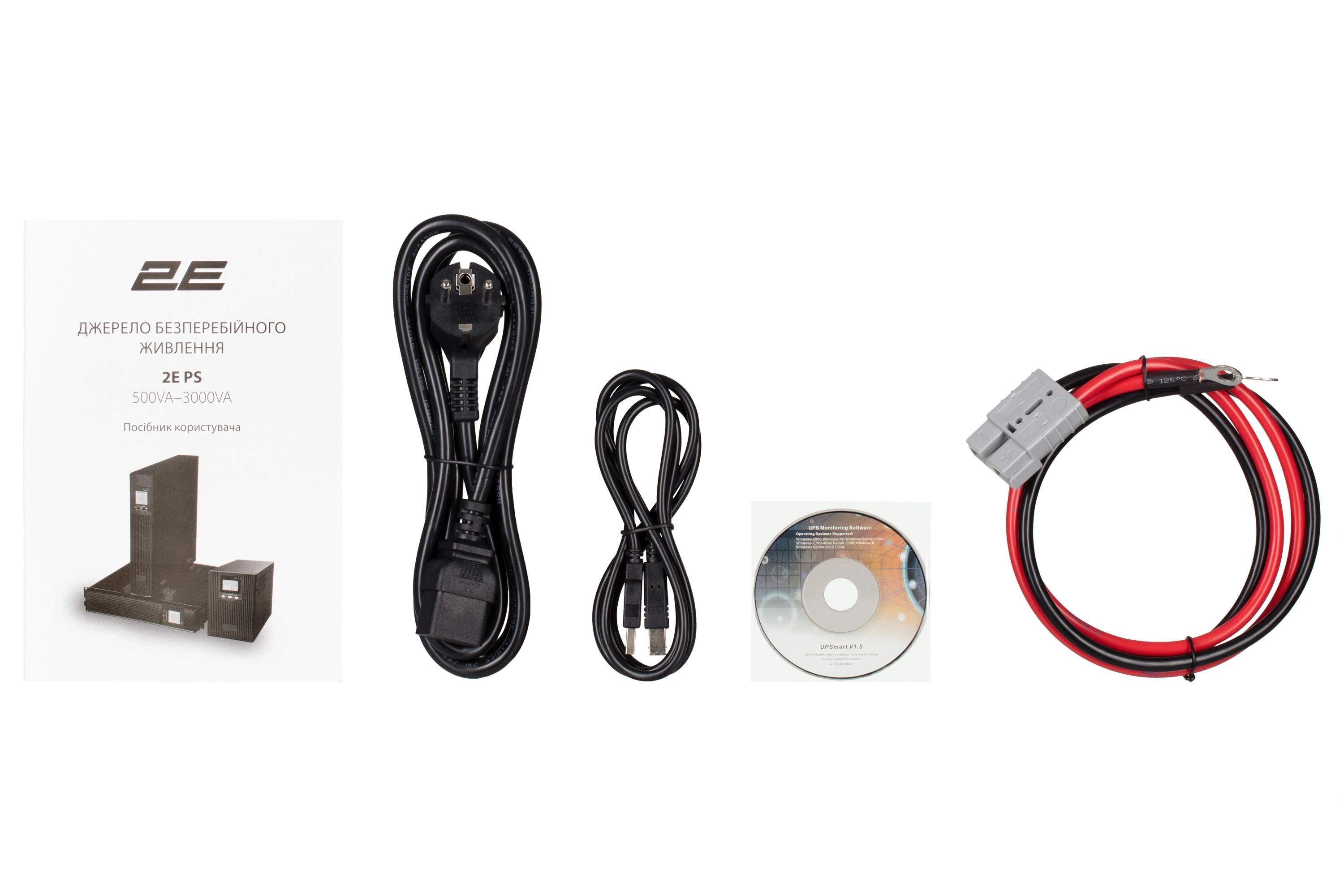 Джерело безперебійного живлення 2E PS500L, 500VA/300W, на зовнішні АКБ 12В, USB, 2xSchuko+1xC13 - 2