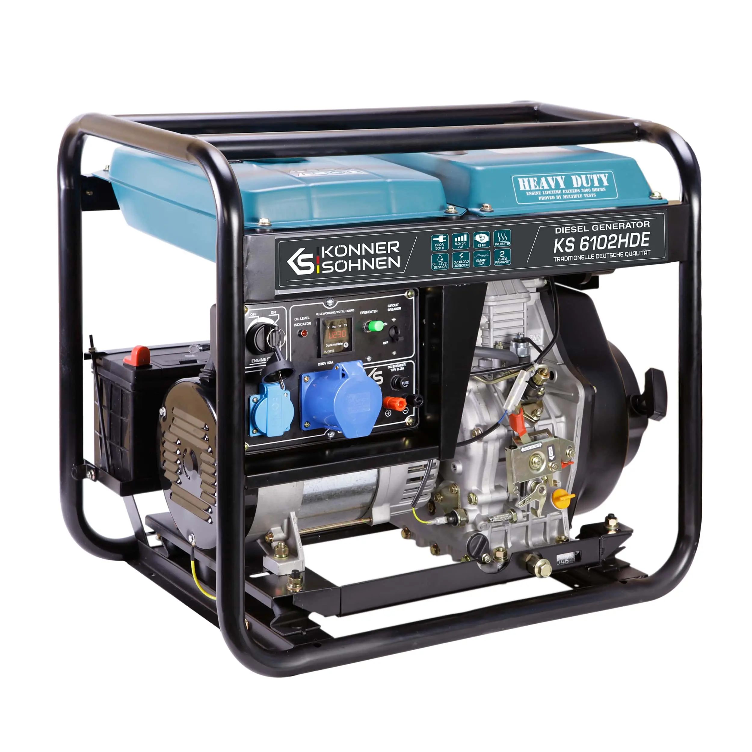 Генератор дизельний Konner&Sohnen  KS 6102HDE (EURO II), 230В, 5.5кВт, електростартер, 107кг - 2