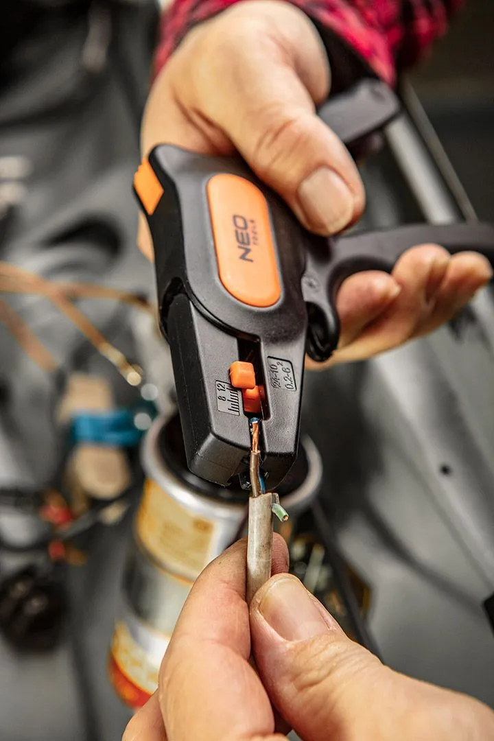 Знімач ізоляції Neo Tools, автоматичний, 0.5-6мм кв., кусачки, регулювання довжини, 195мм - 2