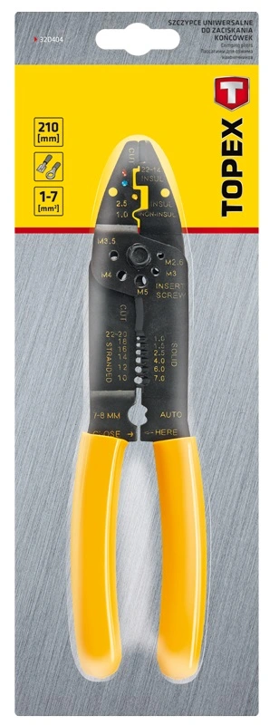 Кліщі обтискні TOPEX, для обтиску наконечників 1-7мм кв., 210мм - 2