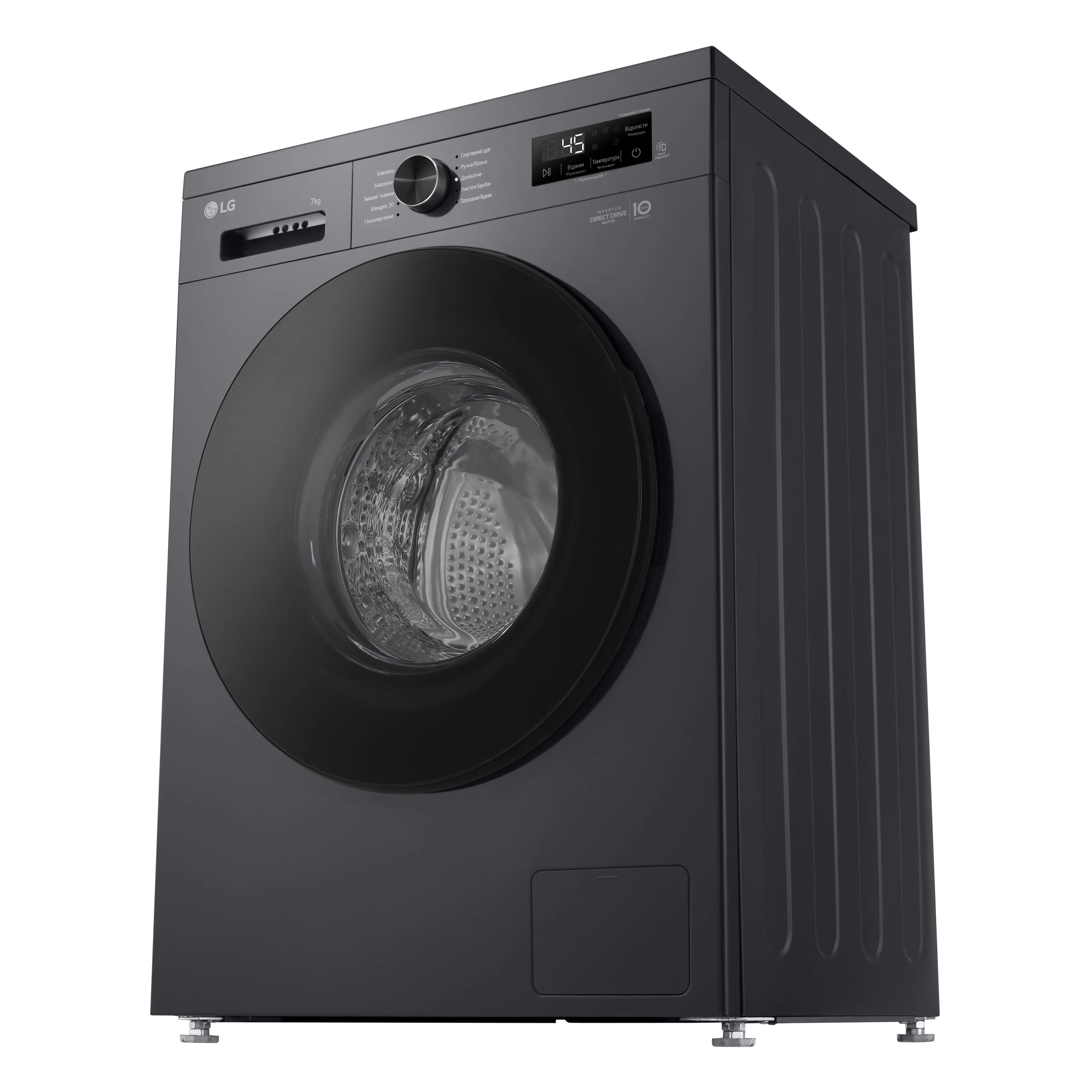 Пральна машина LG фронтальна, 7кг, 1200, A+++, 44см, дисплей, пара, інвертор, чорний - 10