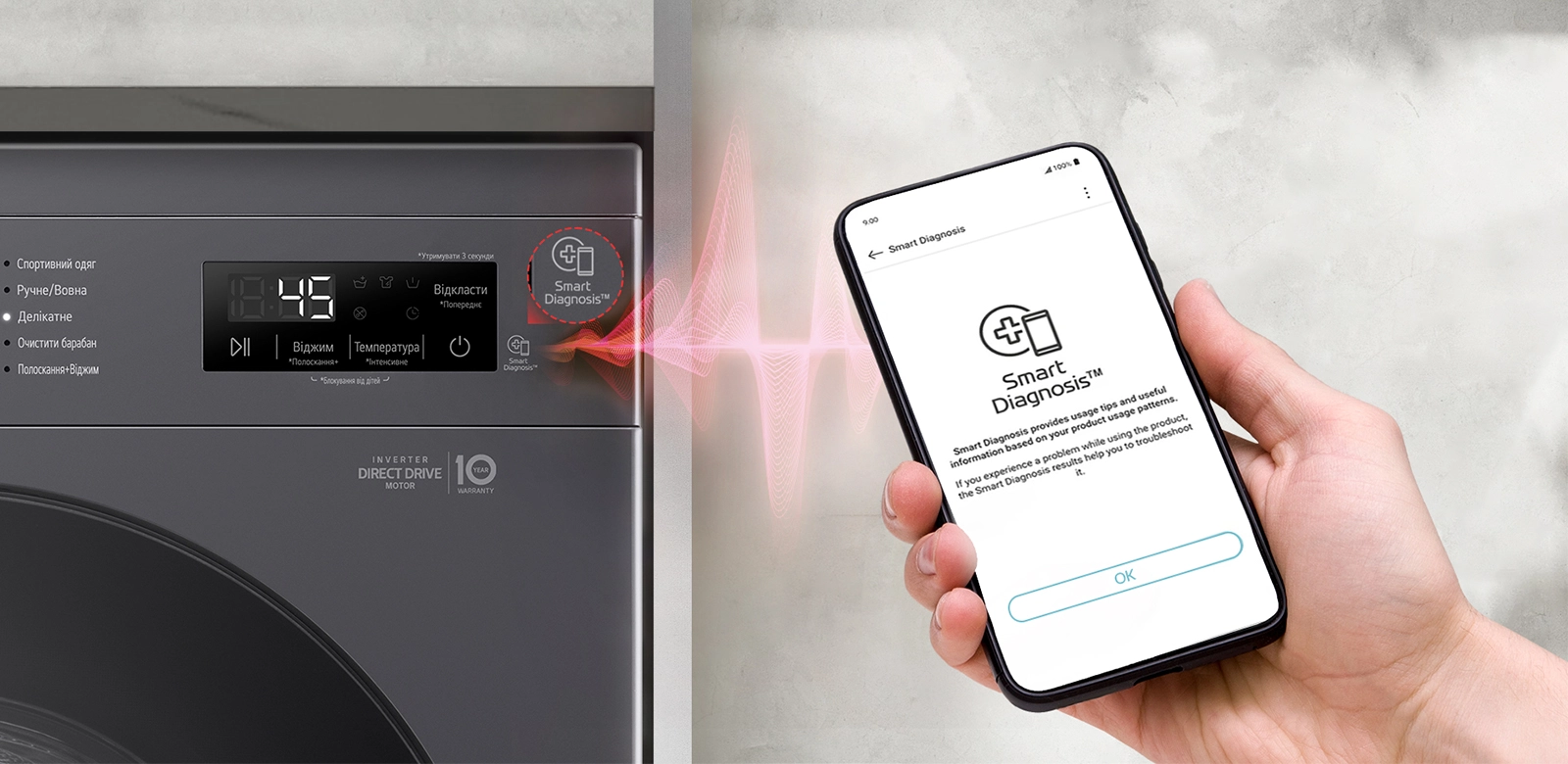 Пральна машина LG фронтальна, 7кг, 1200, A+++, 44см, дисплей, пара, інвертор, чорний - 6