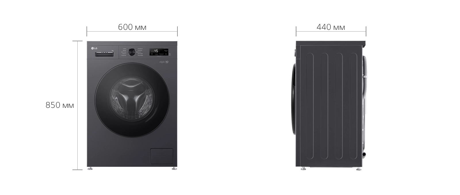 Пральна машина LG фронтальна, 7кг, 1200, A+++, 44см, дисплей, пара, інвертор, чорний - 19