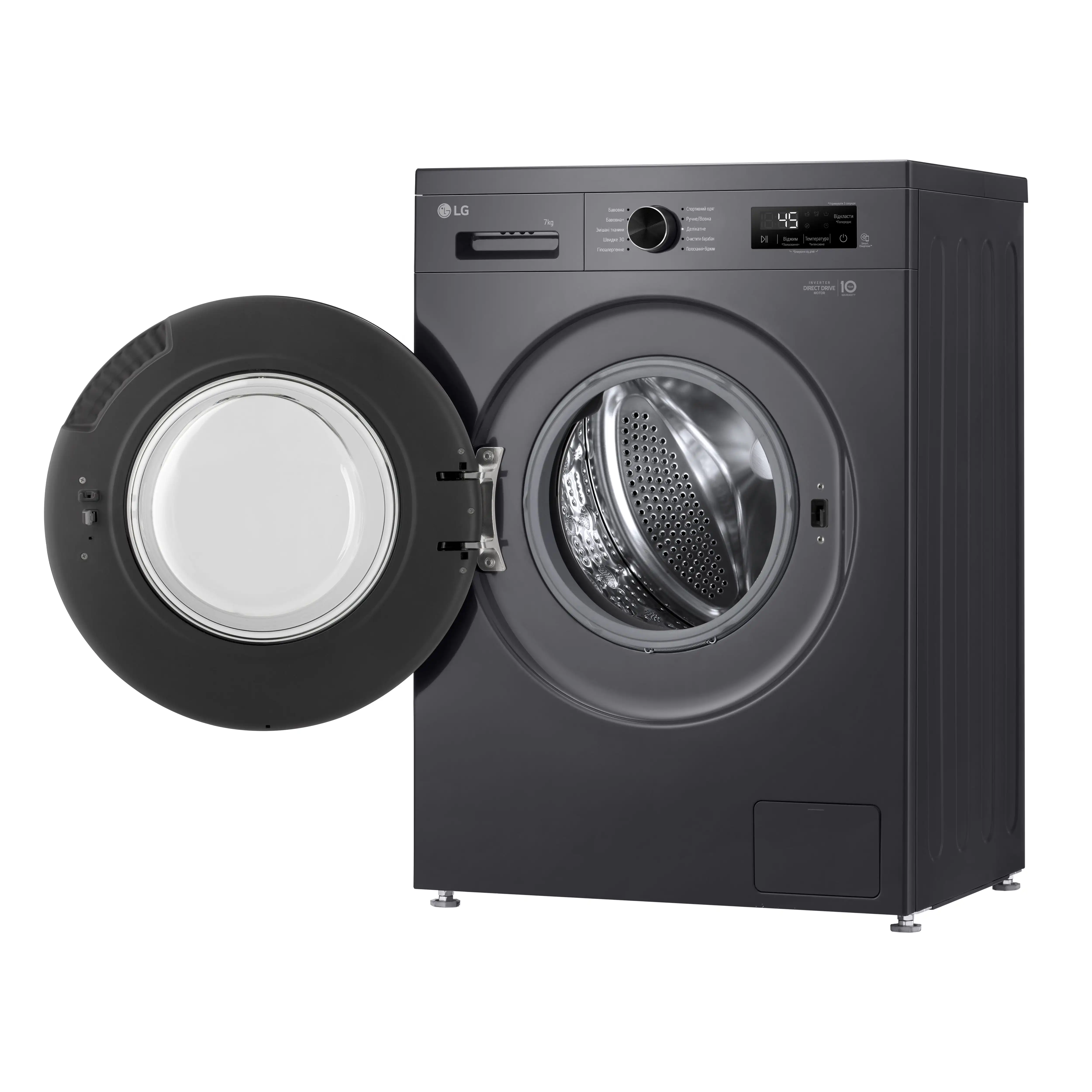 Пральна машина LG фронтальна, 7кг, 1200, A+++, 44см, дисплей, пара, інвертор, чорний - 12