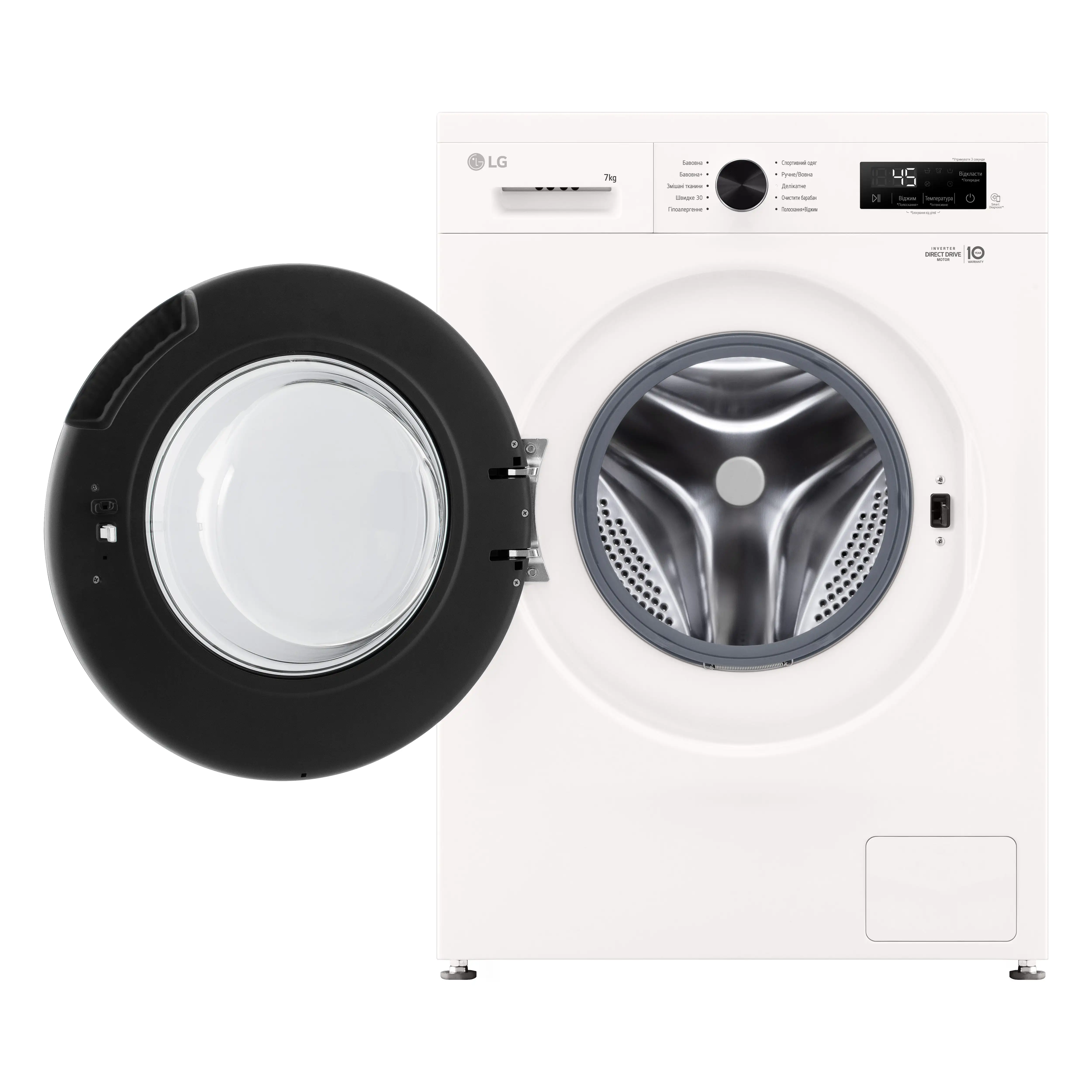 Пральна машина LG фронтальна, 7кг, 1200, A+++, 44см, дисплей, пара, інвертор, білий - 12