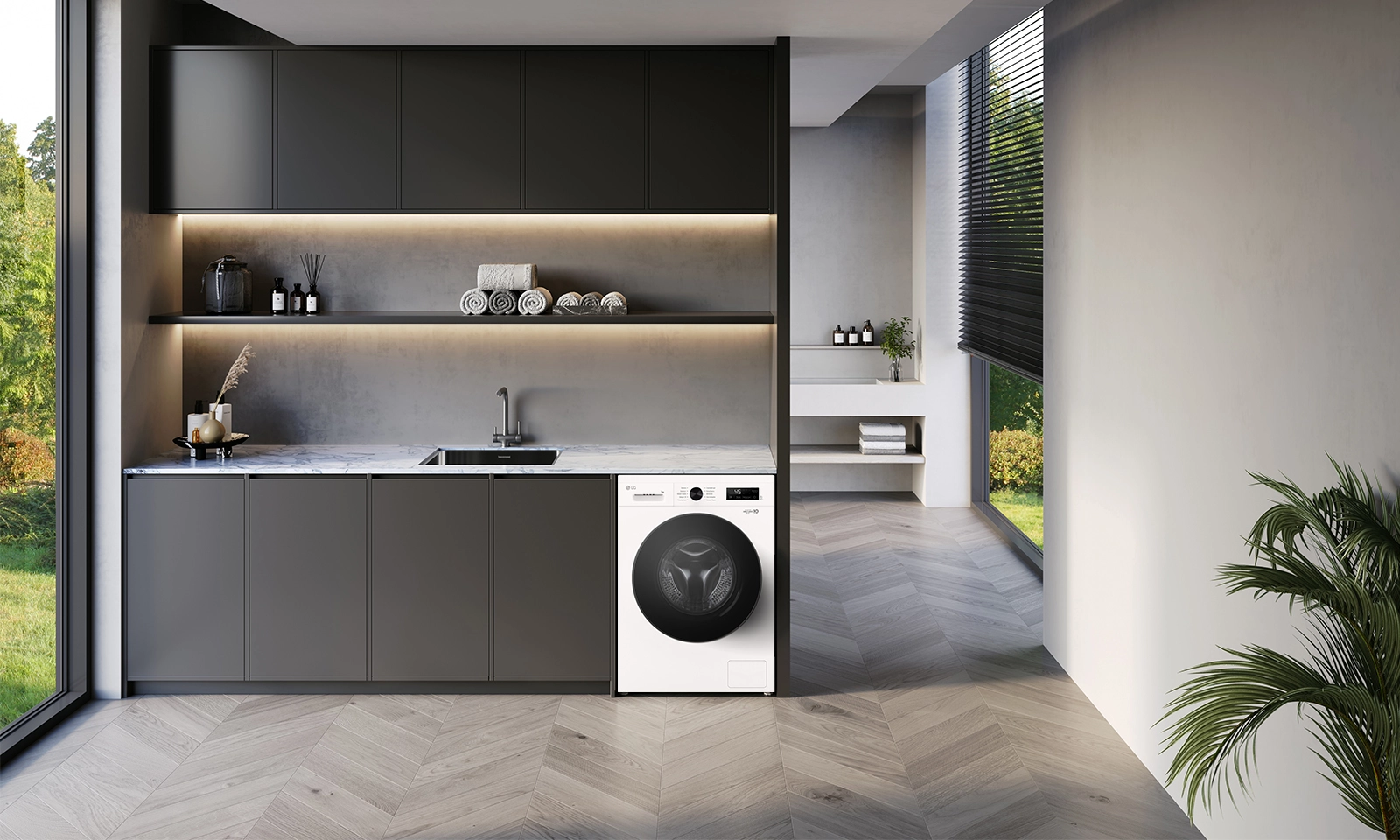 Пральна машина LG фронтальна, 7кг, 1200, A+++, 44см, дисплей, пара, інвертор, білий - 2