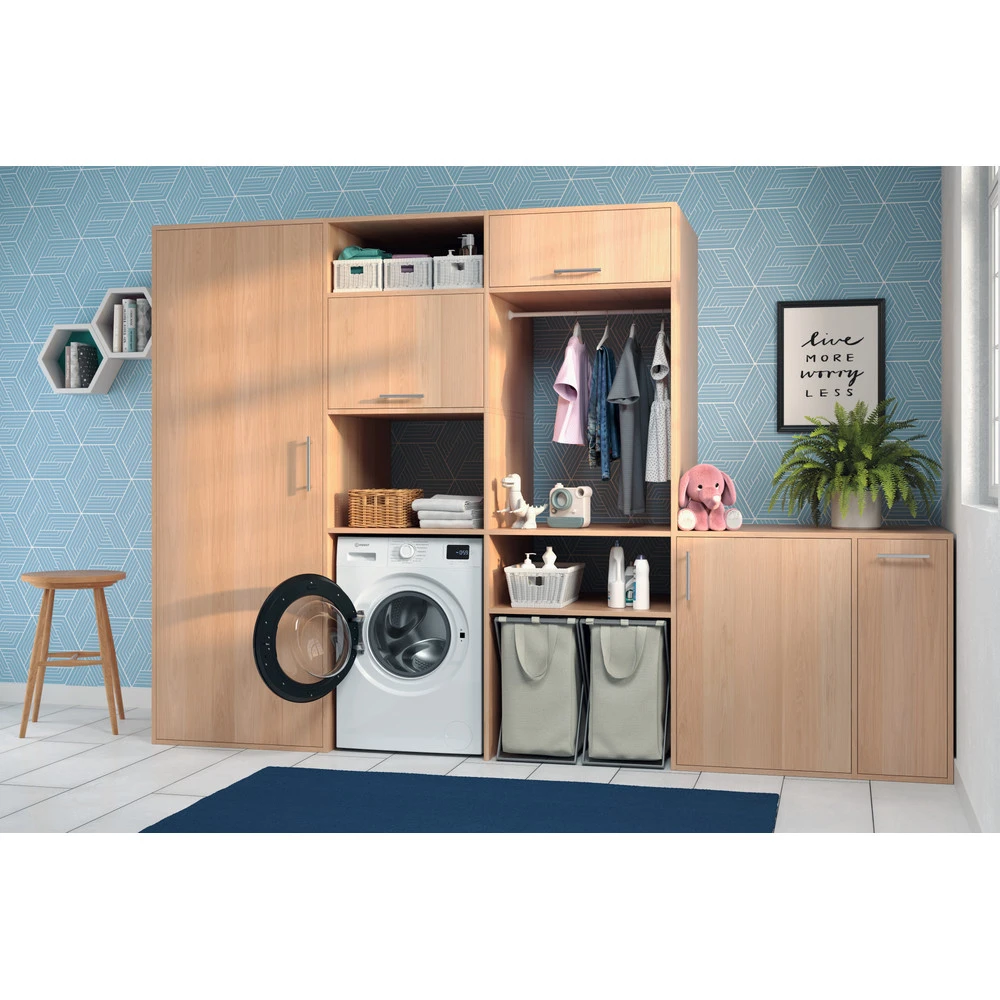 Пральна машина Indesit фронтальна, 6кг, 1200, A+++, 44.6см, дисплей, пара, інвертор, люк чорний, біл - 7