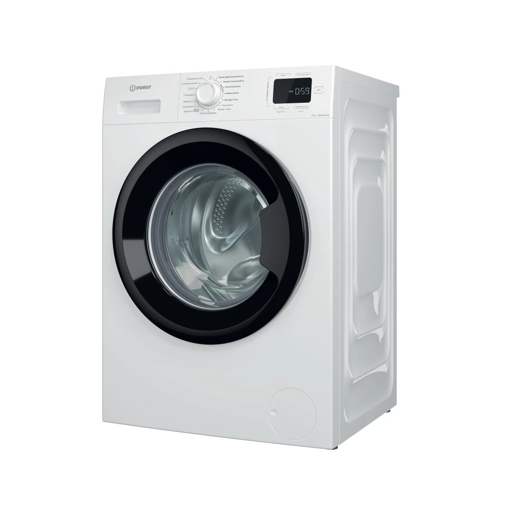Пральна машина Indesit фронтальна, 6кг, 1200, A+++, 44.6см, дисплей, пара, інвертор, люк чорний, біл - 2