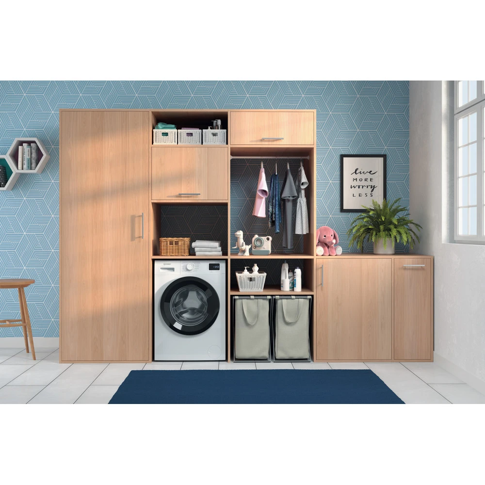 Пральна машина Indesit фронтальна, 7кг, 1200, A+++, 49.6см, дисплей, пара, інвертор, люк чорний, біл - 8