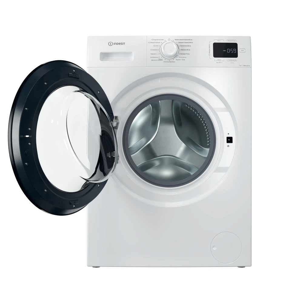 Пральна машина Indesit фронтальна, 7кг, 1200, A+++, 49.6см, дисплей, пара, інвертор, люк чорний, біл - 3