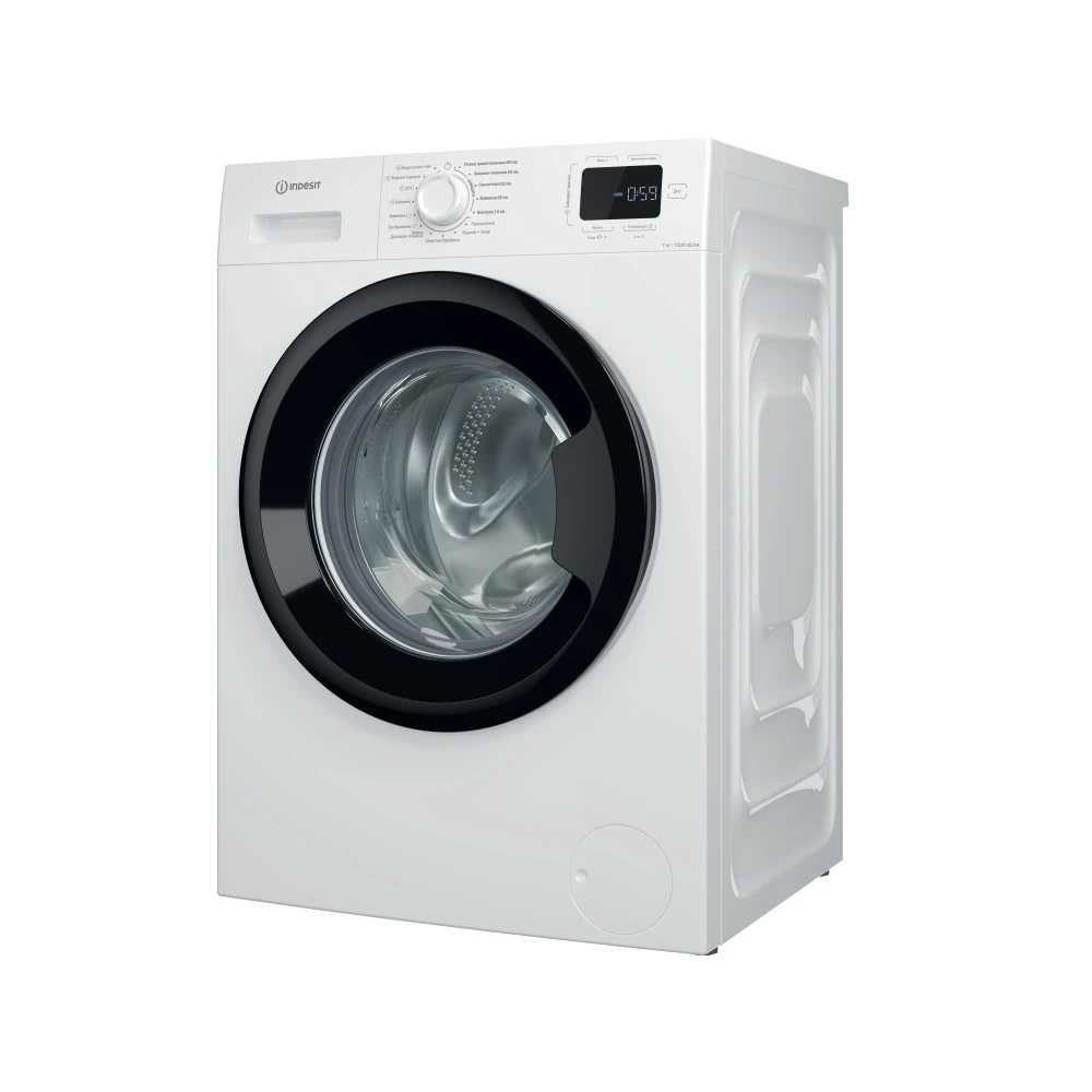 Пральна машина Indesit фронтальна, 7кг, 1200, A+++, 49.6см, дисплей, пара, інвертор, люк чорний, біл - 2