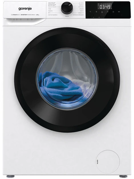 Пральна машина Gorenje фронтальна, 8кг, 1400, A+++, 55см, дисплей, пара, інвертор, білий