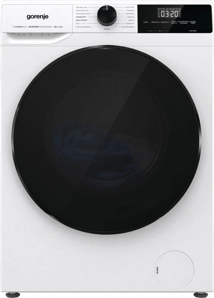 Прально-сушильна машина Gorenje фронтальна, 10(6)кг, 1400, A+, 66см, дисплей, інвертор, повний AquaS - 8