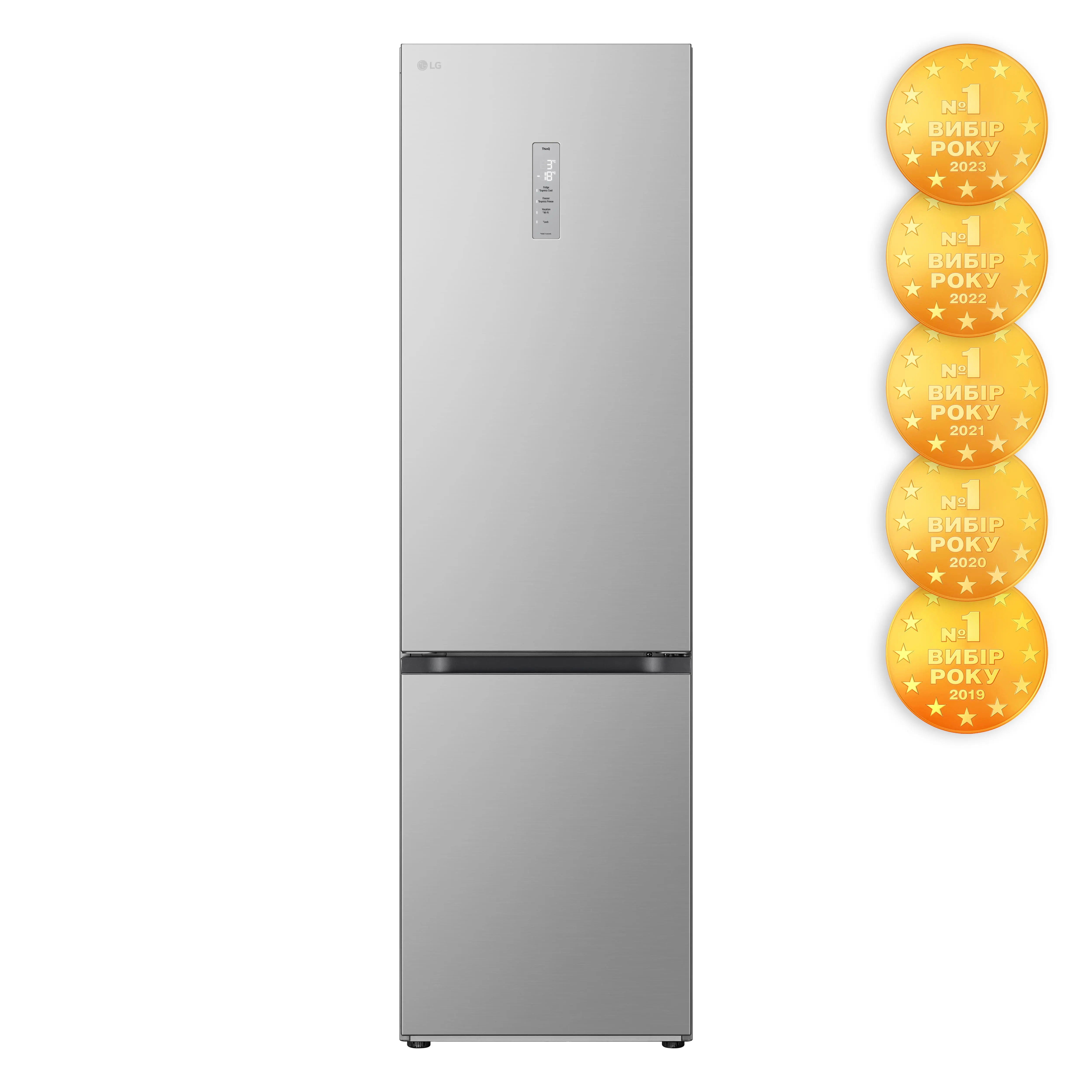 Холодильник LG з нижн. мороз., 203x60х68, холод.відд.-277л, мороз.відд.-107л, 2дв., А++, NF, інв., д - 4