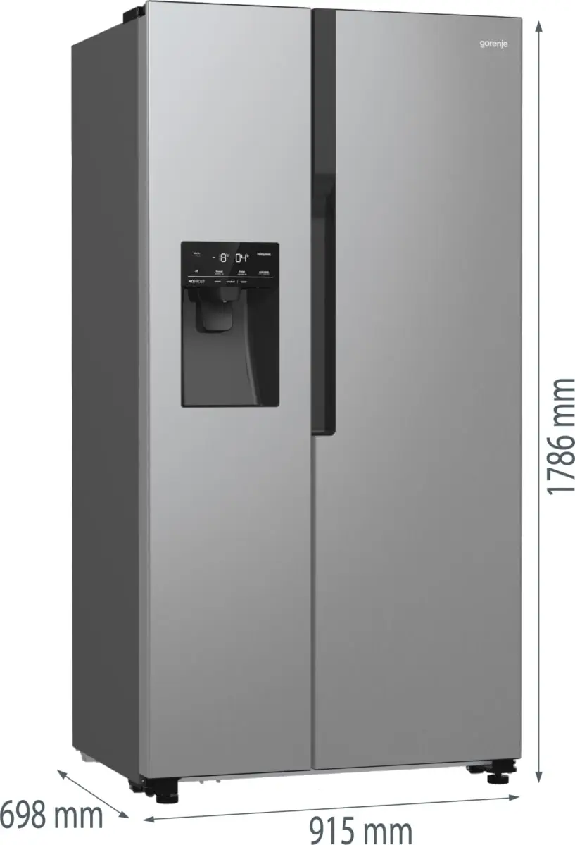 Холодильник SBS Gorenje, 179х70х92см, 2 двері, 376(190)л, А++, NF+, Інв., Зона св-ті, диспенсер, ген - 6