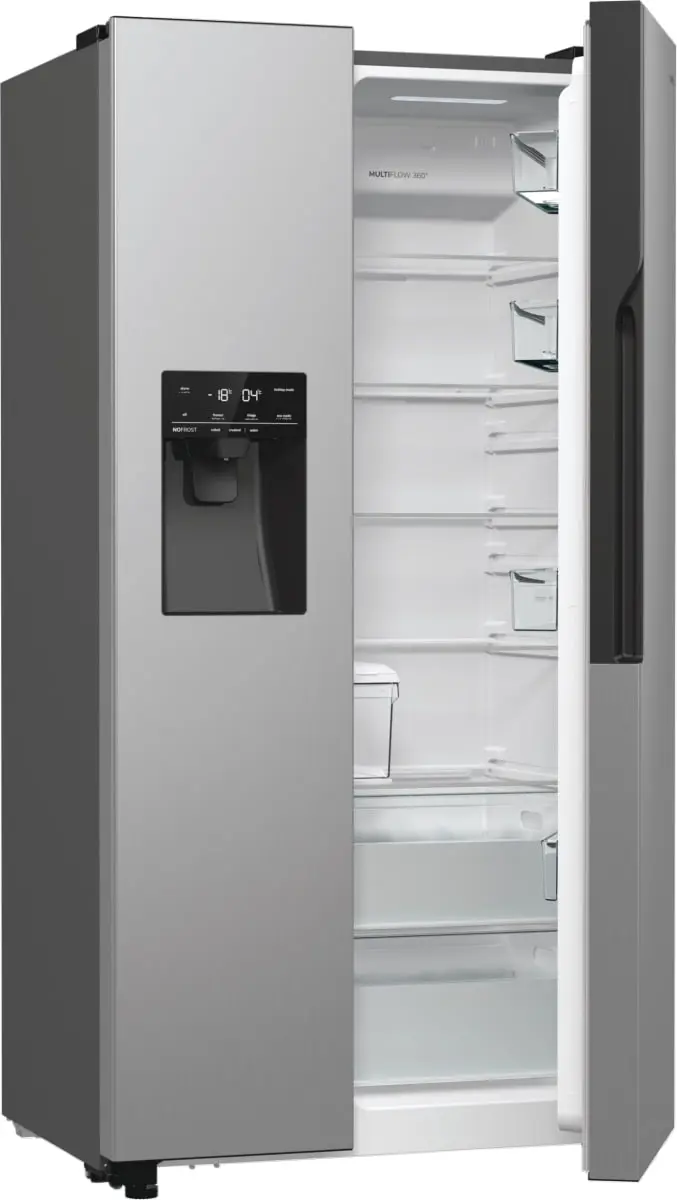 Холодильник SBS Gorenje, 179х70х92см, 2 двері, 376(190)л, А++, NF+, Інв., Зона св-ті, диспенсер, ген - 7