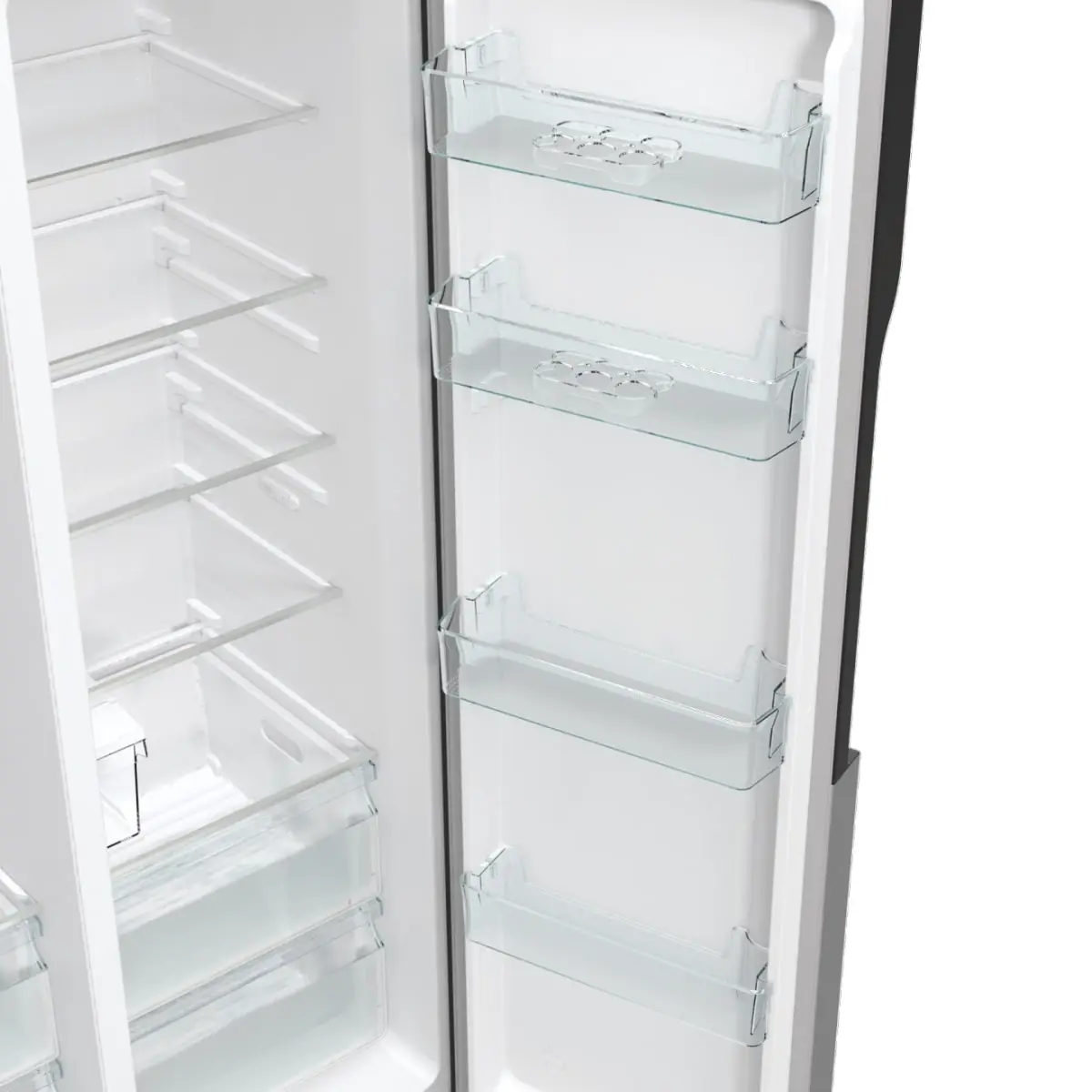 Холодильник SBS Gorenje, 179х70х92см, 2 двері, 376(190)л, А++, NF+, Інв., Зона св-ті, диспенсер, ген - 12