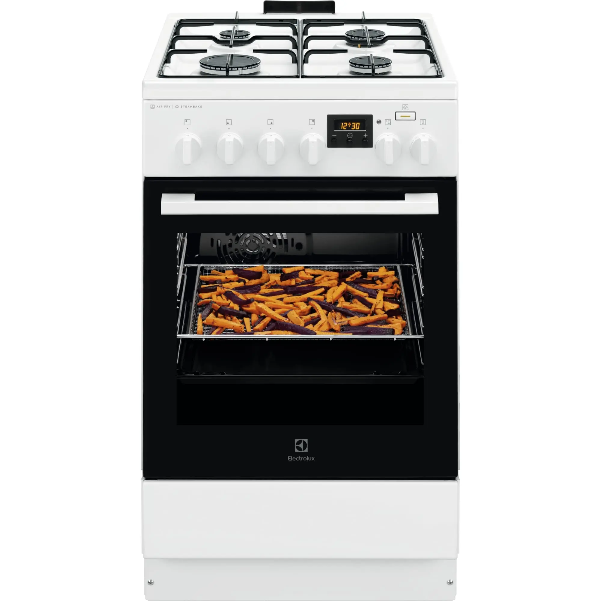 Плита Electrolux комбінована, 58л, 50x60см, дисплей, конвекція, пара, білий