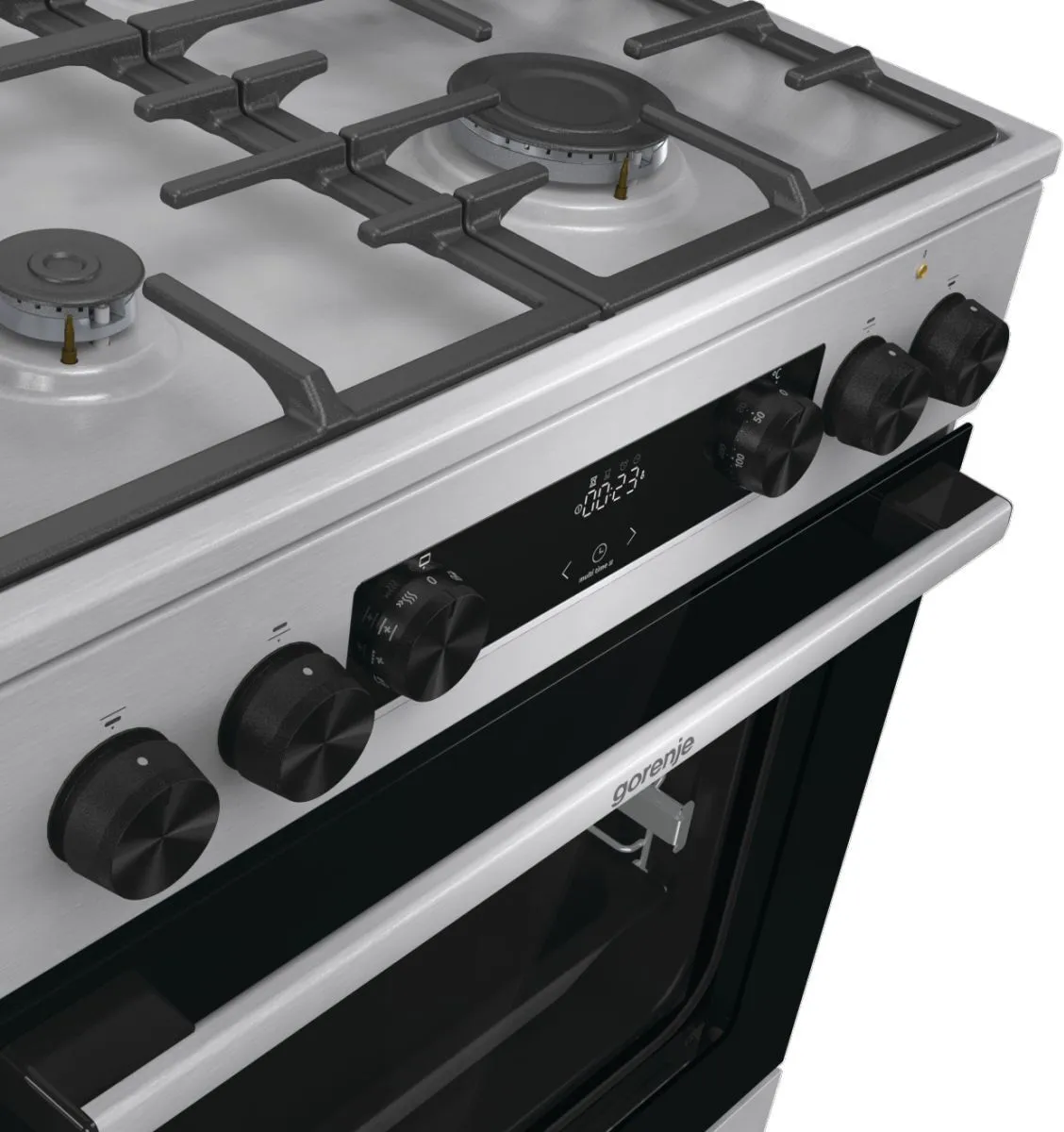 Плита Gorenje комбінована, 71л, 60x60см, дисплей, чавун,з кришкою, програматор IconLed,нерж - 8