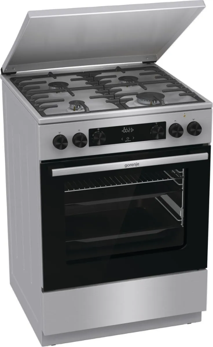 Плита Gorenje комбінована, 71л, 60x60см, дисплей, чавун,з кришкою, програматор IconLed,нерж - 4