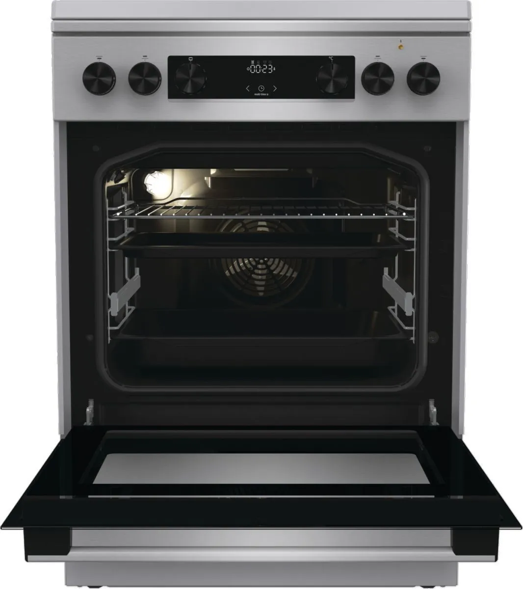 Плита Gorenje комбінована, 71л, 60x60см, дисплей, чавун,з кришкою, програматор IconLed,нерж - 6