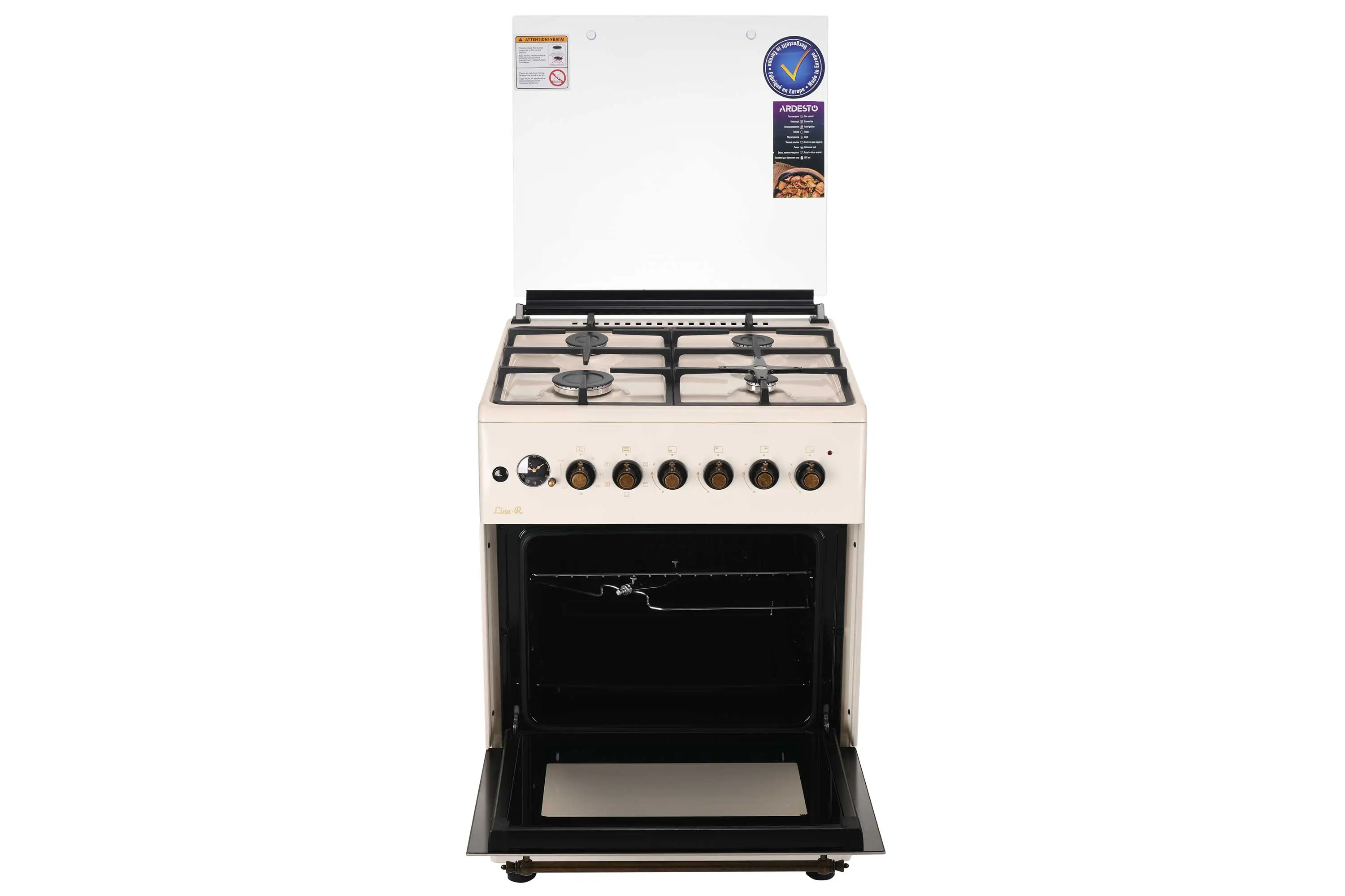Плита ARDESTO комбі Line-R, 53л, 60x60см, конвекція, чавун, підсвічування, форсунки LPG (підключення - 5