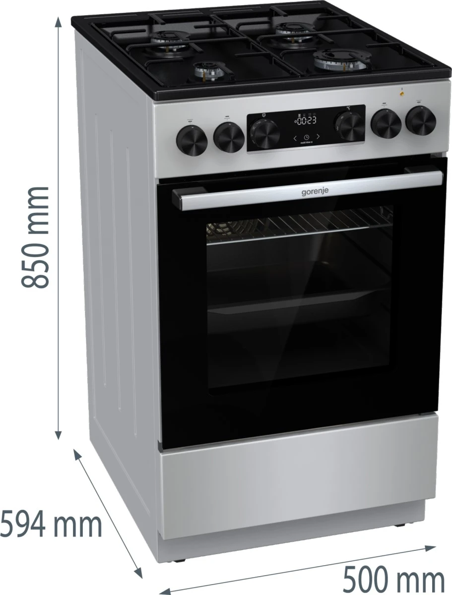 Плита Gorenje комбінована, 62л, 50x60см, дисплей, IconLed, емальовані, титан - 13