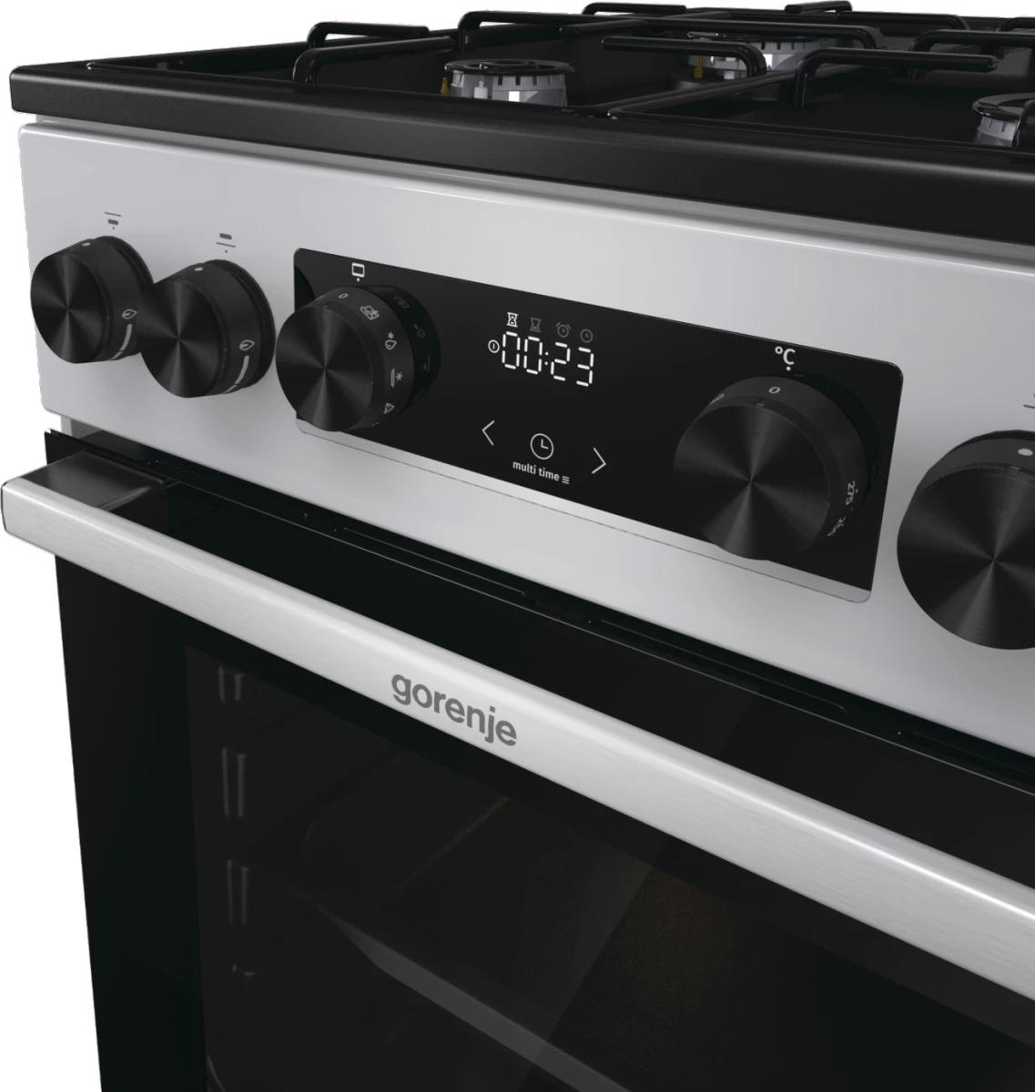 Плита Gorenje комбінована, 62л, 50x60см, дисплей, IconLed, емальовані, титан - 5