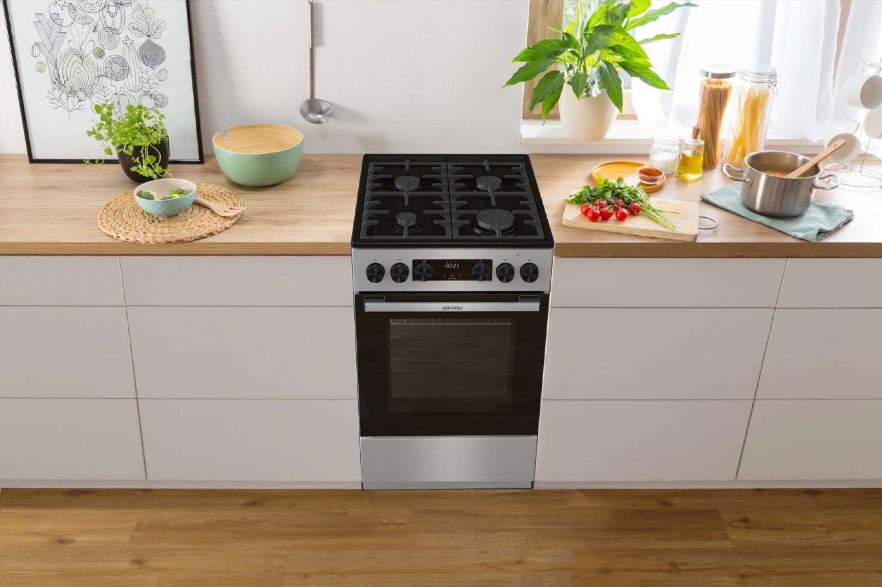 Плита Gorenje комбінована, 70л, 50x60см, дисплей, чавун, нерж - 2