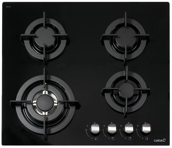 Варильна поверхня Cata газова на склі, 60см, чавун, CCI 6031 BK, чорний - 2