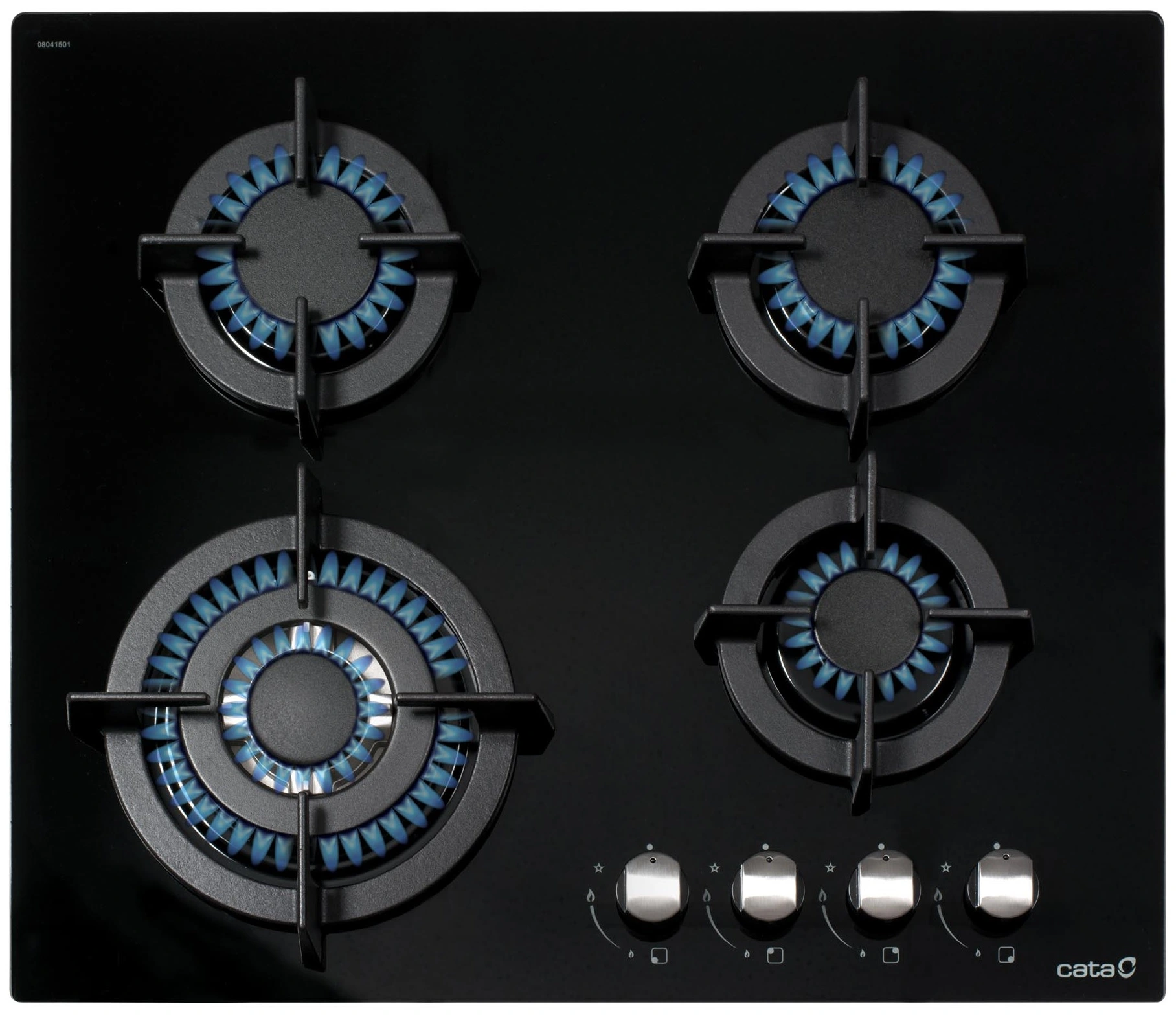 Варильна поверхня Cata газова на склі, 60см, чавун, CCI 6031 BK, чорний