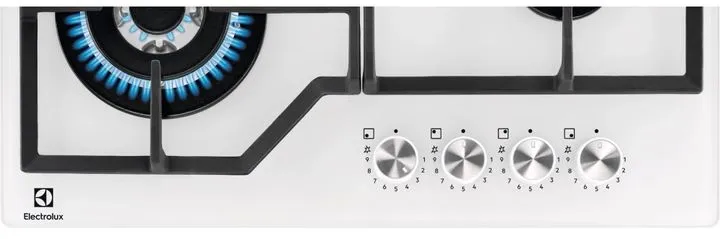 Варильна поверхня Electrolux газова на склі, 60см, чавун, білий - 2