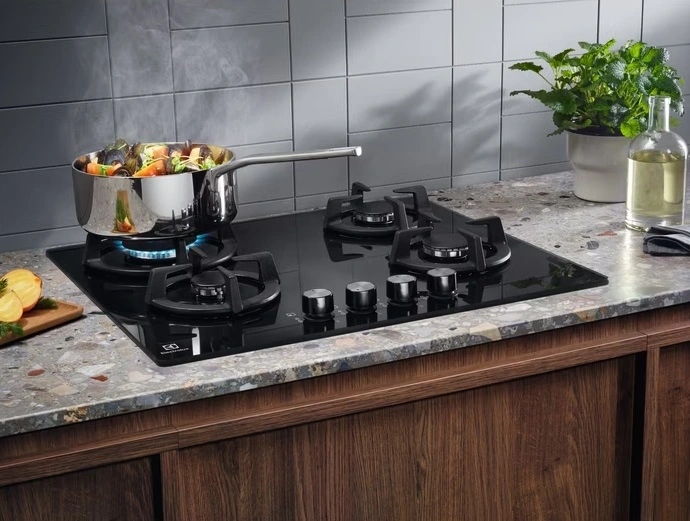 Варильна поверхня Electrolux газова на склі, 60см, чавун, чорний - 2