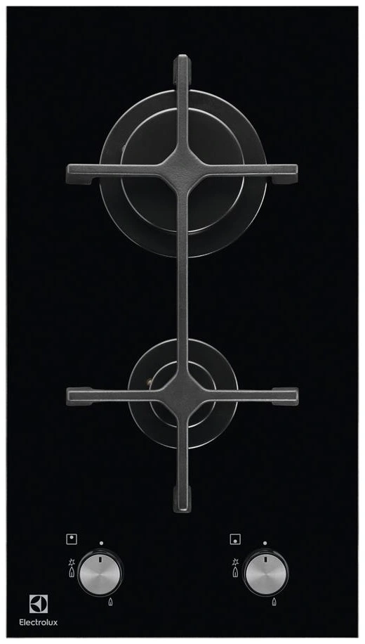 Варильна поверхня Electrolux газова на склі, 30см, чавун, Доміно, чорний