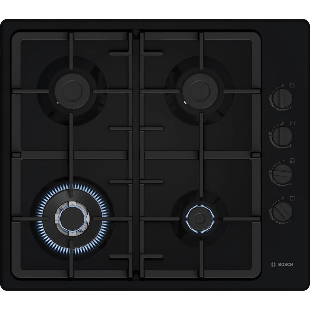 Варильна поверхня Bosch газова, 60см, чавун, WOK,чорний