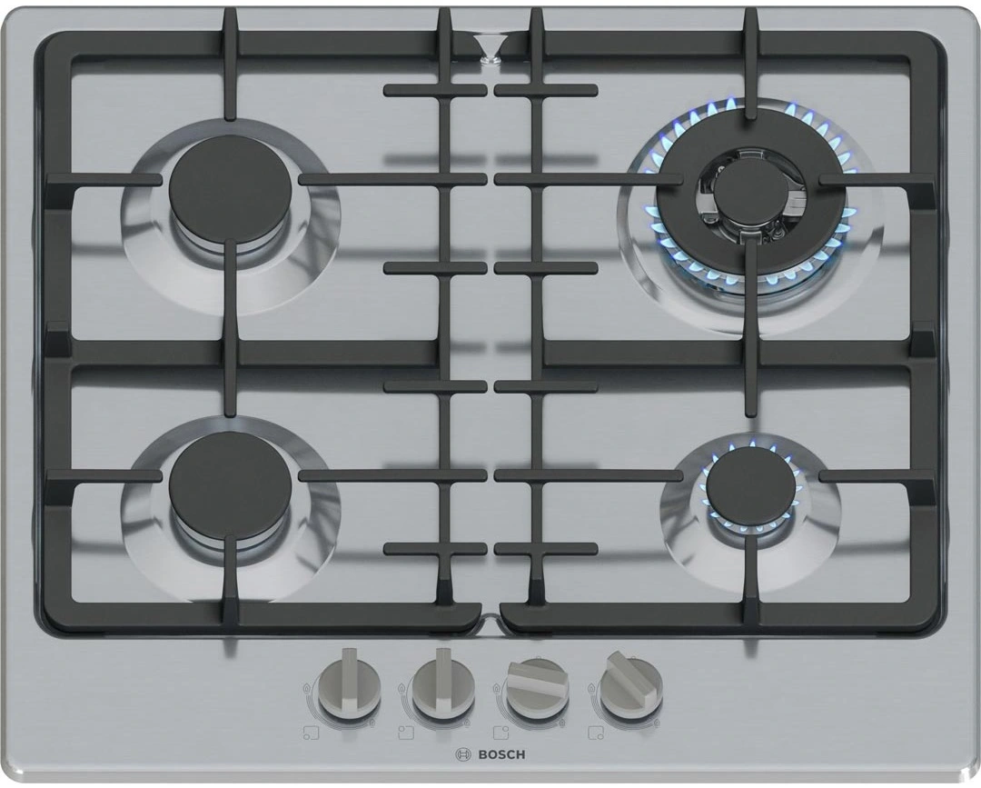 Варильна поверхня Bosch газова, 60см, чавун, WOK, нерж
