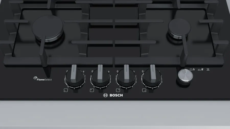 Варильна поверхня Bosch  газова на склі, 60см, чавун, чорний - 3
