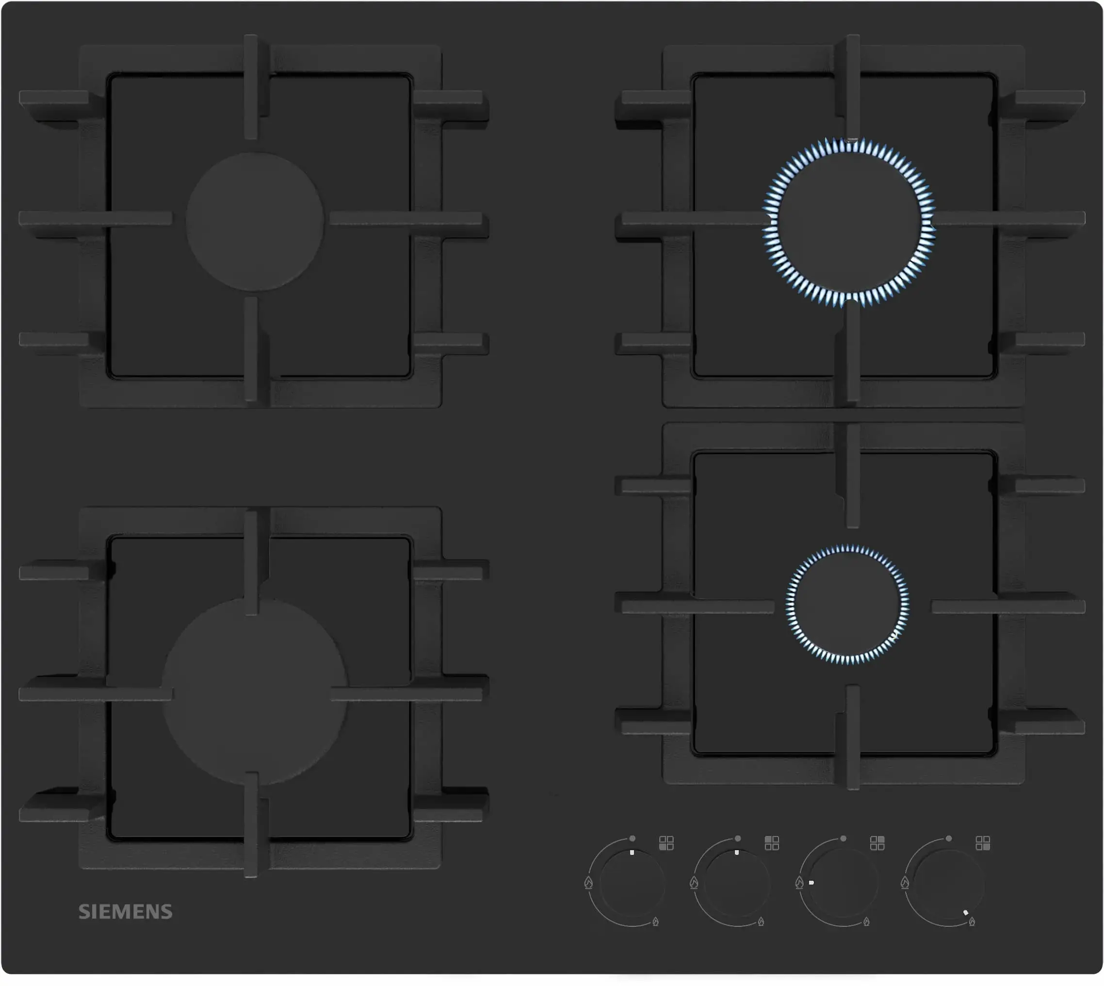 Варильна поверхня Siemens  газова на склі, 60см, чавун, чорний