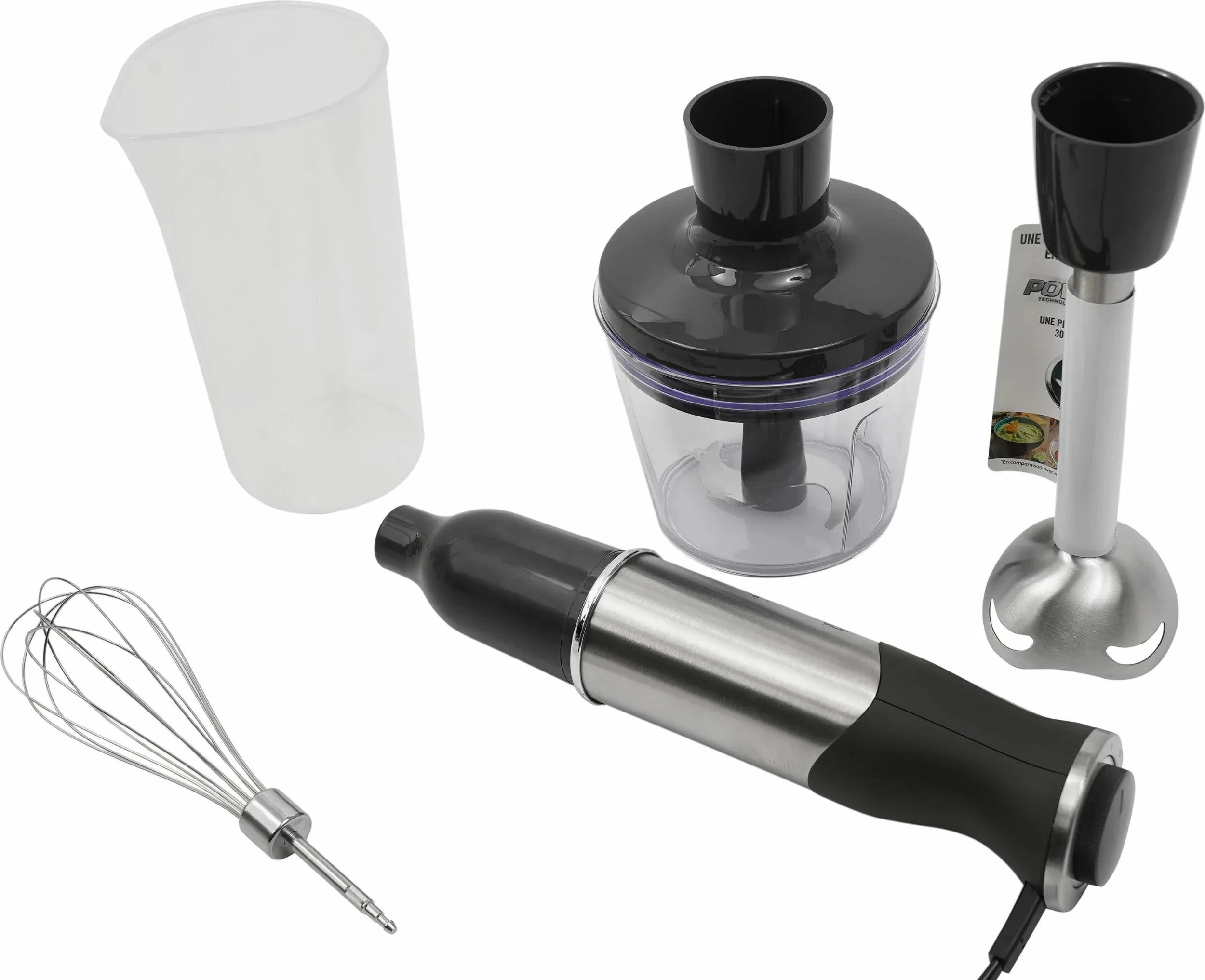 Блендер Tefal заглибний Quickchef 1000Вт, 3в1, чаша-800мл, чопер-500мл, турборежим, сріблясто-чорний - 2