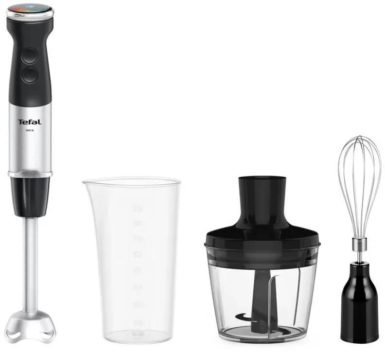 Блендер Tefal заглибний Quickchef+ 1000Вт, 3в1, чаша-800мл, чопер-500мл, турборежим, сріблясто-чорни