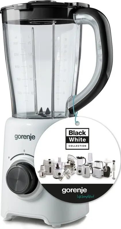Блендер Gorenje стаціонарний 500Вт, чаша-1500мл, білий - 2