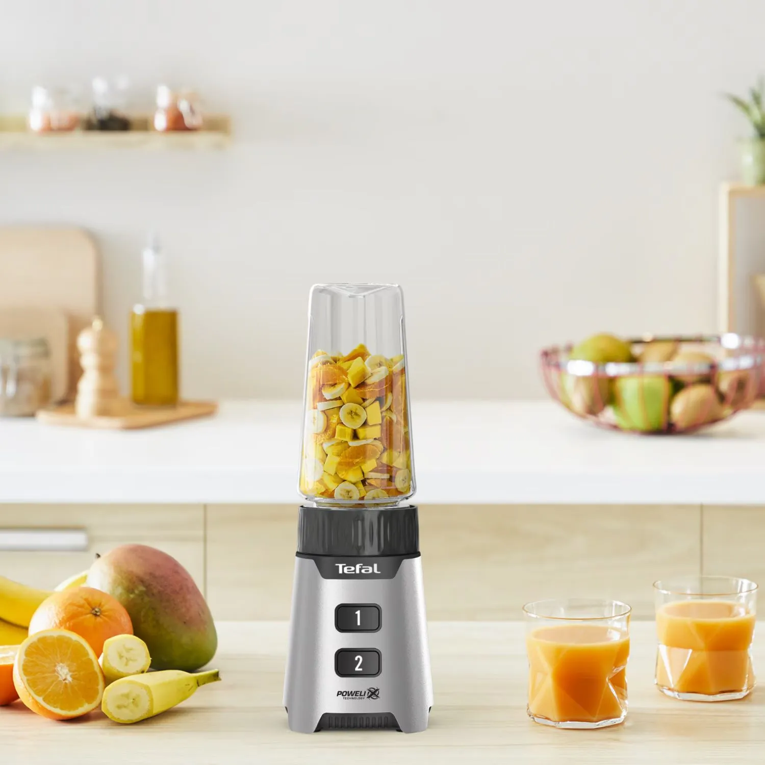 Блендер Tefal стаціонарний Minimix Glass 400Вт, чаша-700мл, ємність для смузі to go, скло, сірий - 7