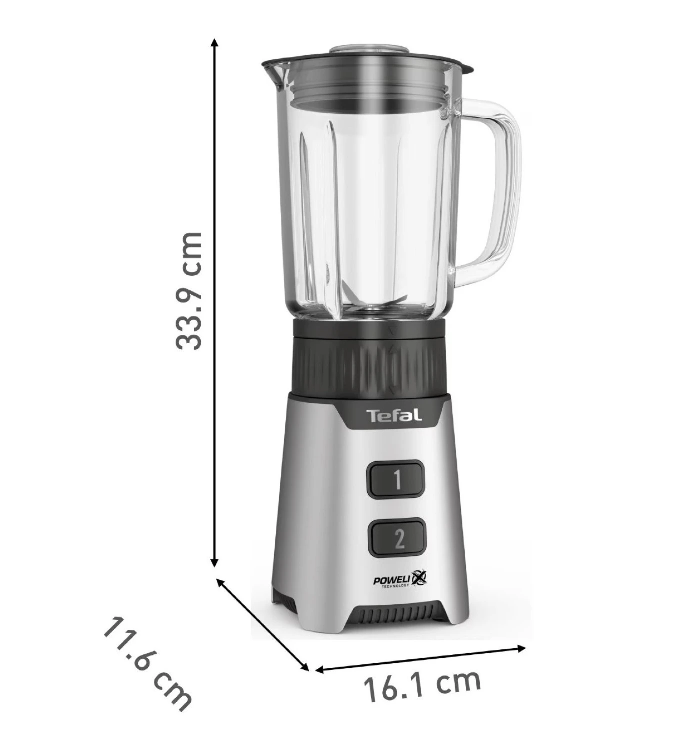 Блендер Tefal стаціонарний Minimix Glass 400Вт, чаша-700мл, ємність для смузі to go, скло, сірий - 4
